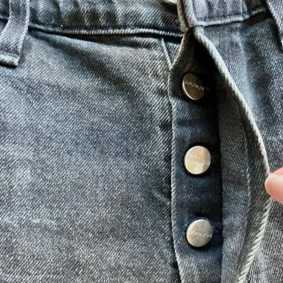 Goldsign High Rise Button Fly Jeans Size 26 Charcoal Straight Leg Anthropologie - Picture 6 of 11